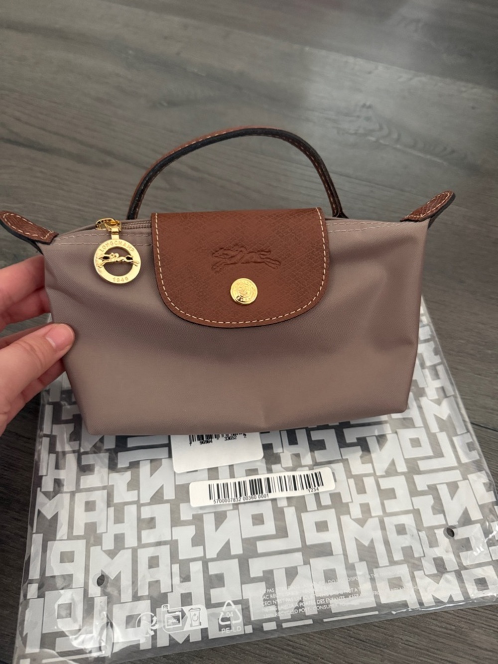 Longchamp Le Pliage cosmetic bag- Brown - Picture 3 of 6